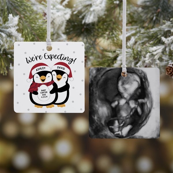 We're Expecting Penguin Personalized Christmas Ornament  - 37735