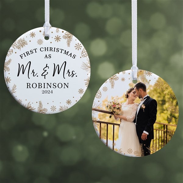 Gold Foliage Wedding Personalized Ornament  - 37747