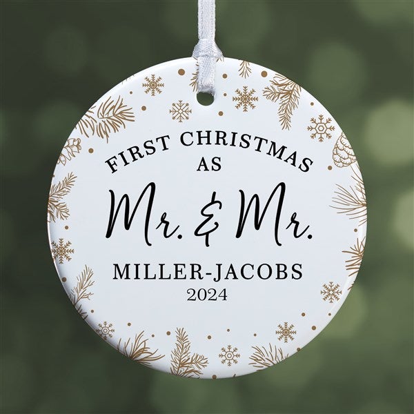 Gold Foliage Wedding Personalized Ornament  - 37747