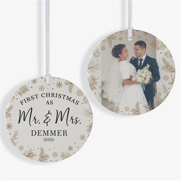 Gold Foliage Wedding Personalized Ornament  - 37747
