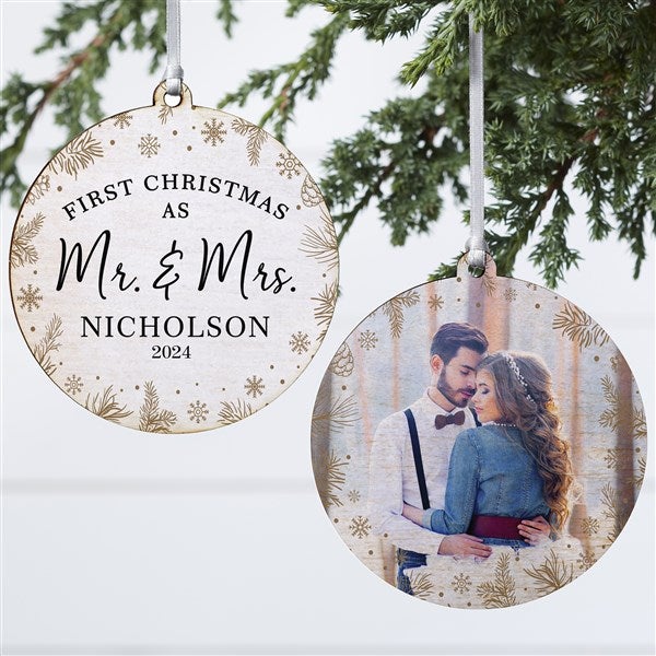 Gold Foliage Wedding Personalized Ornament  - 37747