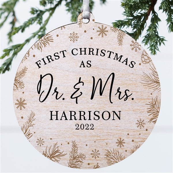 Gold Foliage Wedding Personalized Ornament  - 37747