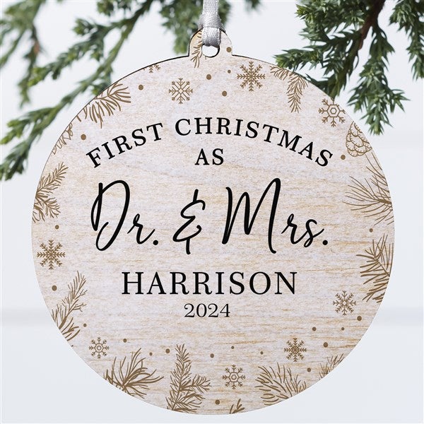 Gold Foliage Wedding Personalized Ornament  - 37747