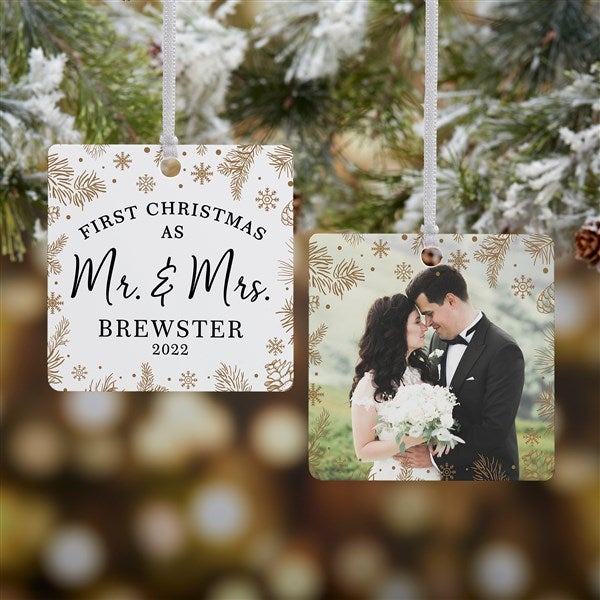 Gold Foliage Wedding Personalized Ornament  - 37747