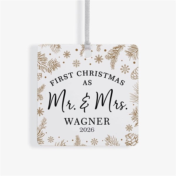 Gold Foliage Wedding Personalized Ornament  - 37747