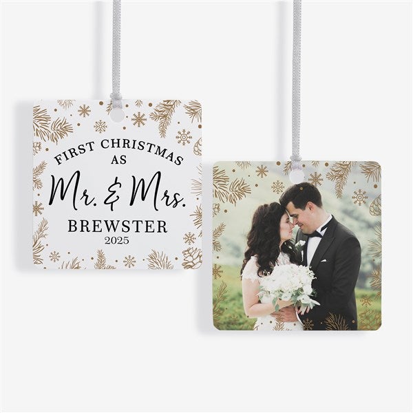 Gold Foliage Wedding Personalized Ornament  - 37747