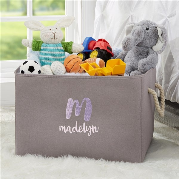 Ombre Initial Embroidered Kid's Room Storage Tote  - 37749