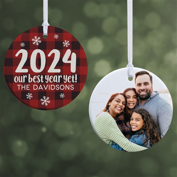 Buffalo Plaid Family Personalized Year Ornament  - 37764