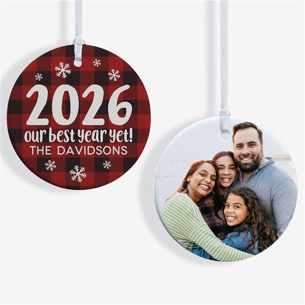 Buffalo Plaid Family Personalized Year Ornament  - 37764