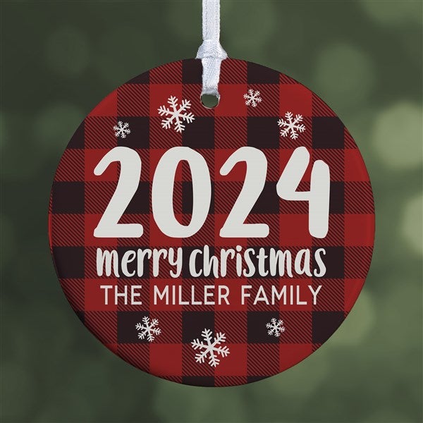 Buffalo Plaid Family Personalized Year Ornament  - 37764