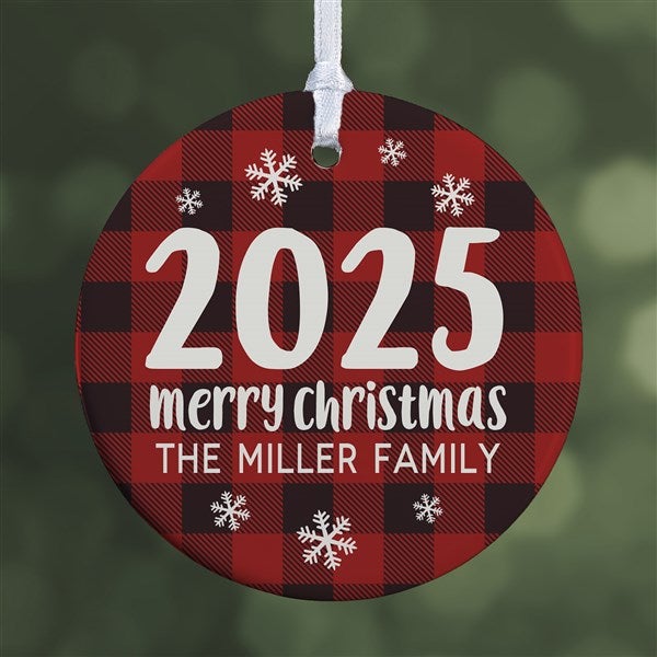 Buffalo Plaid Family Personalized Year Ornament  - 37764