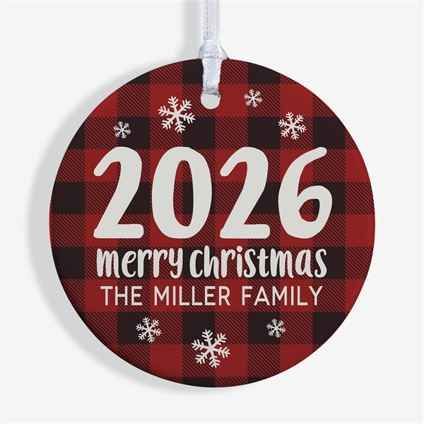 Buffalo Plaid Family Personalized Year Ornament  - 37764