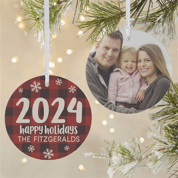 Buffalo Plaid Family Personalized Year Ornament  - 37764