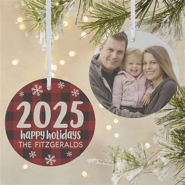 Buffalo Plaid Family Personalized Year Ornament  - 37764