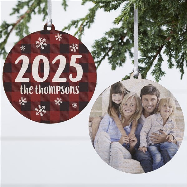 Buffalo Plaid Family Personalized Year Ornament  - 37764