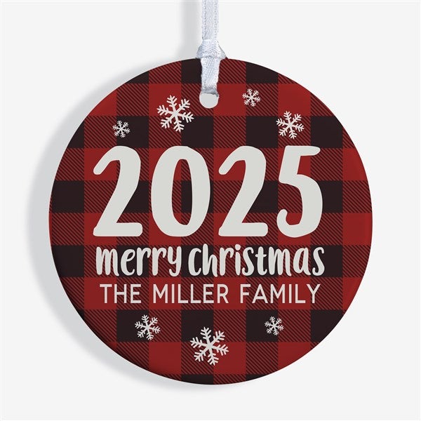 Buffalo Plaid Family Personalized Year Ornament  - 37764
