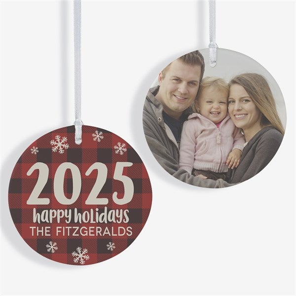 Buffalo Plaid Family Personalized Year Ornament  - 37764