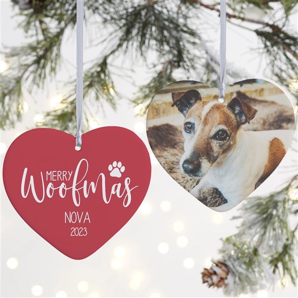 Merry Woofmas Personalized Heart Ornament  - 37773