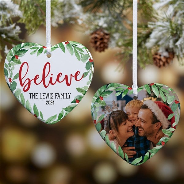 Personalized Heart Ornament - Watercolor Foliage - 37780