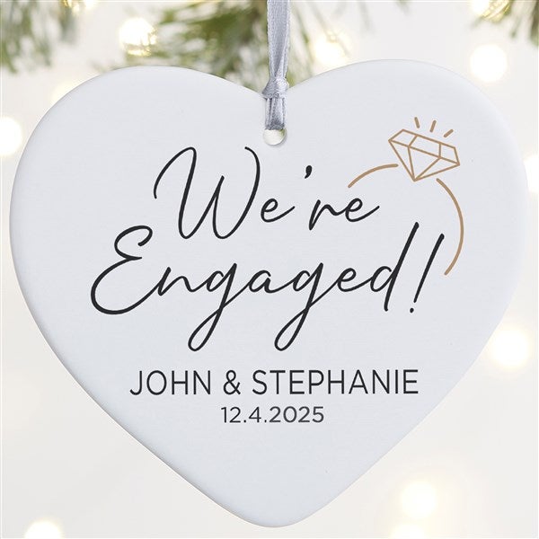 We're Engaged Personalized Heart Ornament  - 37784