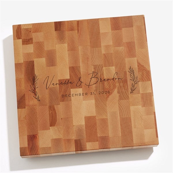 Elegant Couple Personalized Wedding Butcher Block Cutting Board  - 37832
