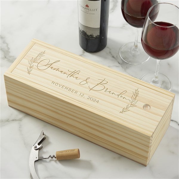 Elegant Couple Engraved Wedding Wood Wine Box - 37835