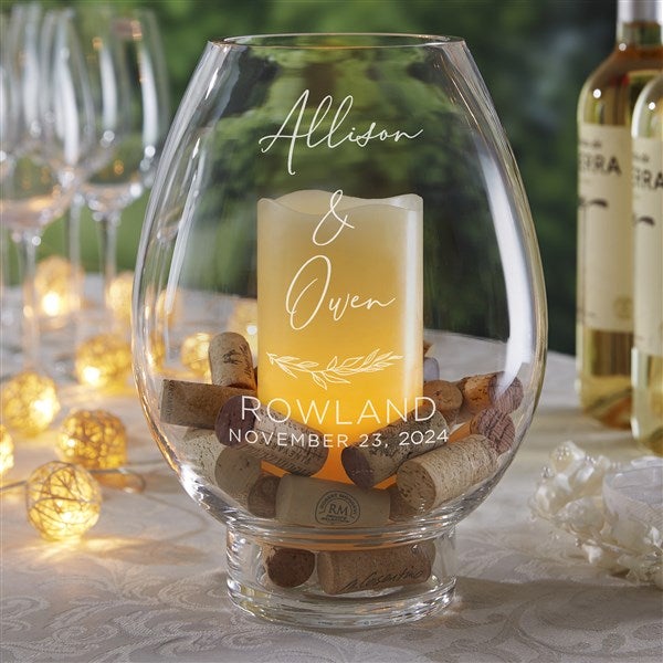 Elegant Couple Engraved Hurricane Candle Holder  - 37837