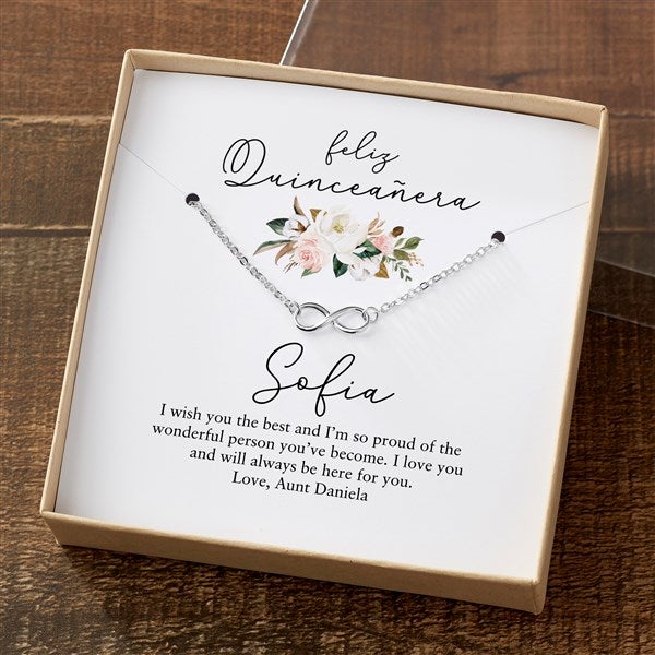 Quinceañera Necklace With Personalized Message Card  - 37873