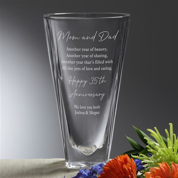 To My Parents Personalized Anniversary Crystal Vase