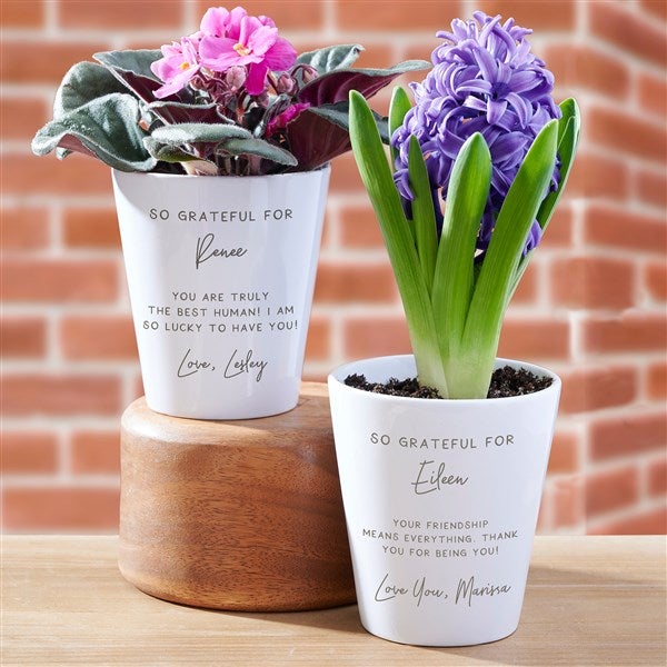 Personalized Mini Flower Pot - Grateful For You - 37929