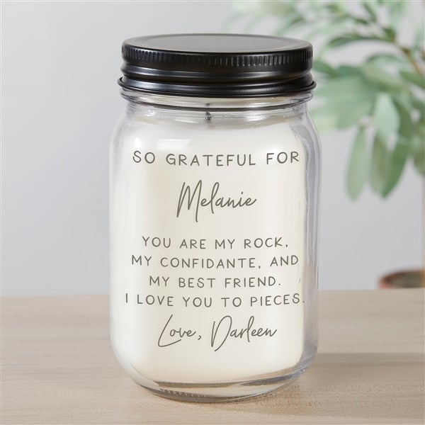 Personalized Farmhouse Candle Jar  - Grateful For You - 37930