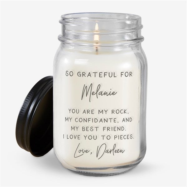 Personalized Farmhouse Candle Jar  - Grateful For You - 37930