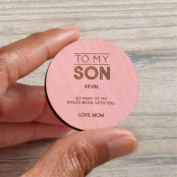 To My Son Personalized Wood Pocket Token  - 37966