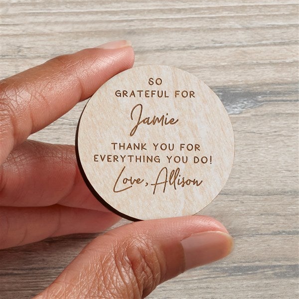 Grateful For You Personalized Wood Pocket Token  - 37968