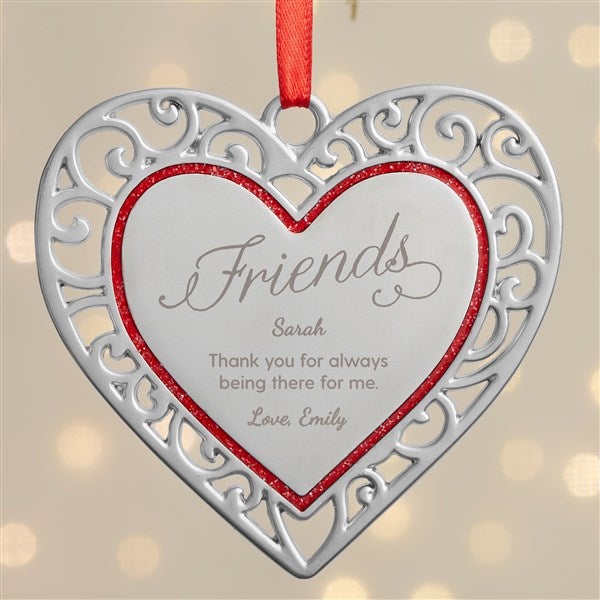 Friends Personalized Silver Heart Ornament  - 37991