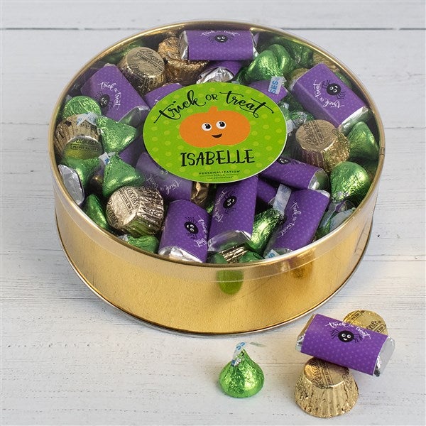 Happy Halloween Personalized Tin with Hershey's & Reese's Mix  - 37992D