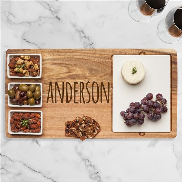 Personalized Acacia Wood Rectangle Fete Set Tray  - 38001D