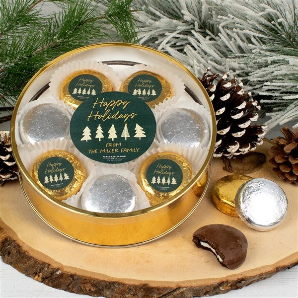Aspen Christmas Personalized Chocolate Covered Oreo Cookie Gift Tin  - 38015D