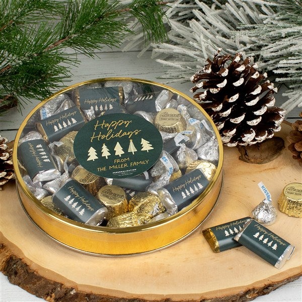 Aspen Christmas Personalized Tin with Hershey's & Reese's Mix  - 38017D