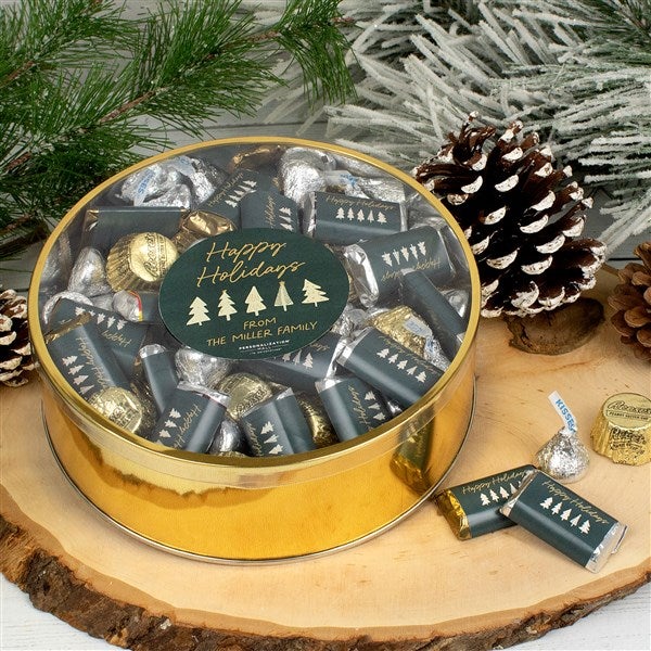 Aspen Christmas Personalized Tin with Hershey's & Reese's Mix  - 38017D