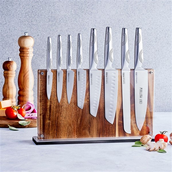 Kitchen Knife 9pcs Acrylic Knife Holder Stainless Steel Slicing