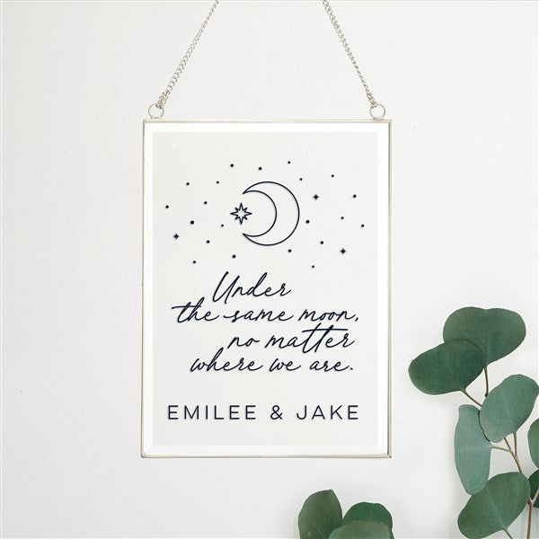 Personalized Hanging Glass Wall Decor - Under The Same Moon - 38035