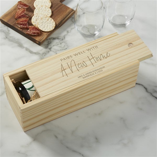 Engraved Wood Wine Box - Pairs Well With - 38052
