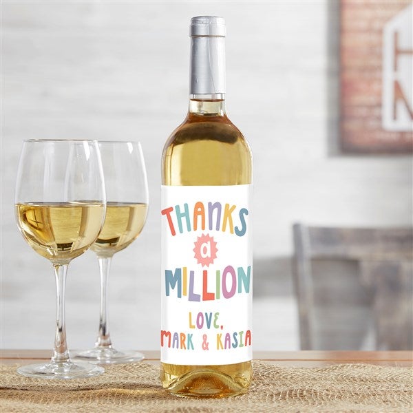 Many Thanks Personalized Wine Bottle Labels  - 38056