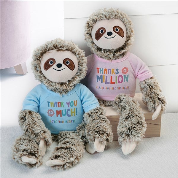 Many Thanks Personalized Plush Sloth Stuffed Animal  - 38060