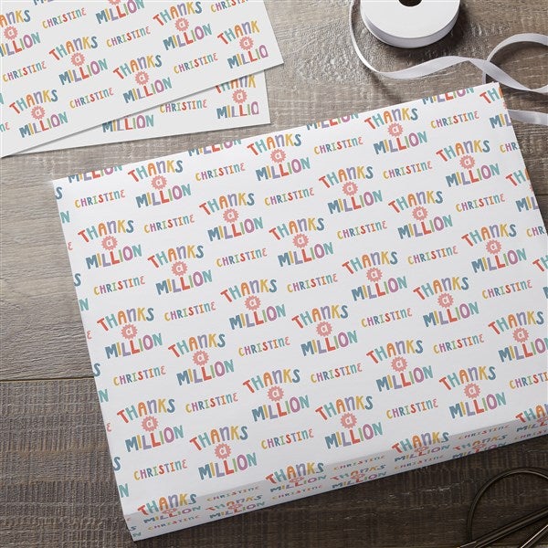 Many Thanks Personalized Wrapping Paper Sheets - Set of 3