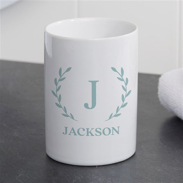 Personalized Ceramic Bathroom Cup - Laurel Initial - 38069