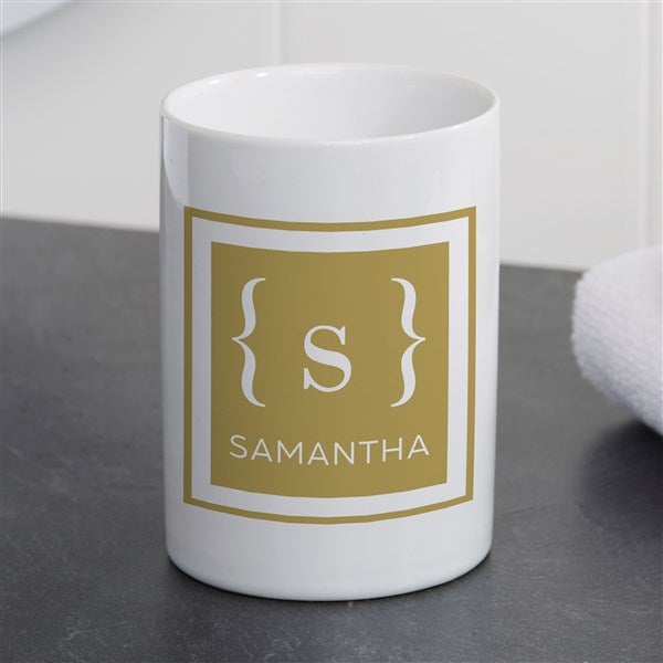 Personalized Ceramic Bathroom Cup - Classy Monogram - 38076