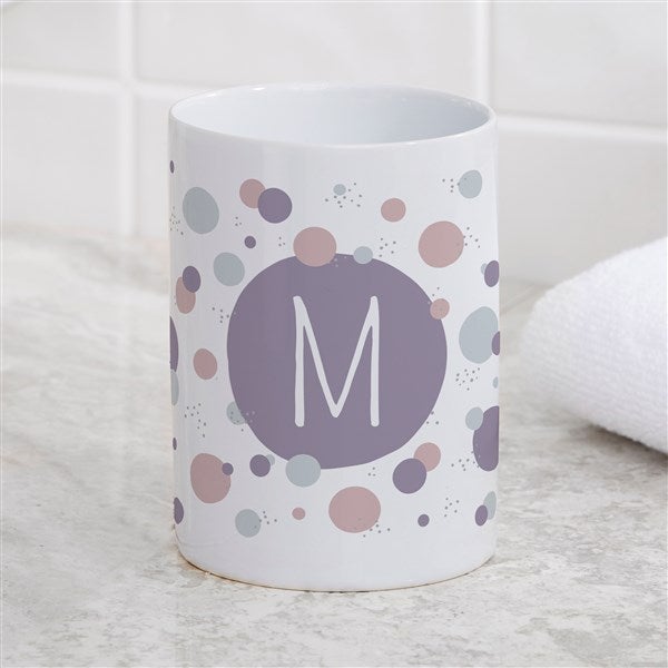 Personalized Ceramic Bathroom Cup - Stencil Polka Dots - 38079