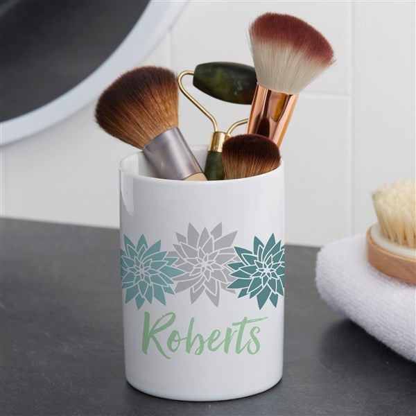 Personalized Ceramic Bathroom Cup - Mod Floral - 38083